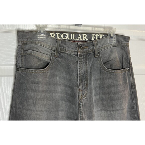 Maine New England Jeans Size 32R x 32 Mens Regular Fit Grey Distressed Wash - Picture 3 of 4